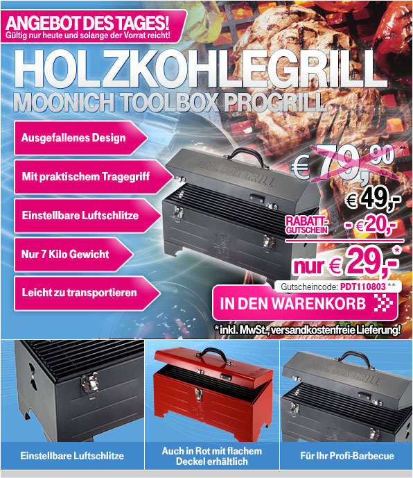 Moonich tragbare Grill Toolbox für 29 EUR im t-online Shop
